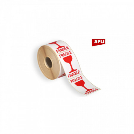 ROULEAU 1000 ETIQ FRAGILE ROUGE 70X100M