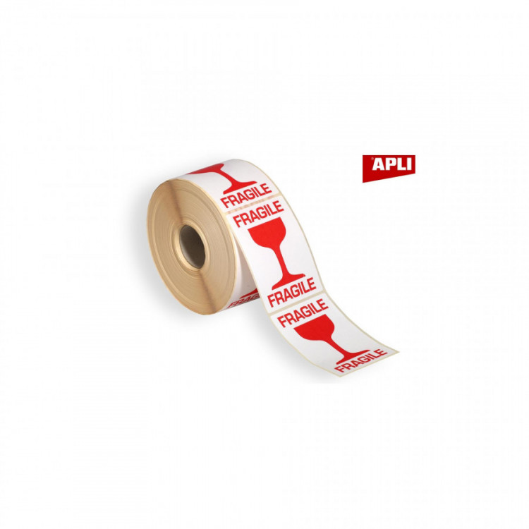 ROULEAU 1000 ETIQ FRAGILE ROUGE 70X100M