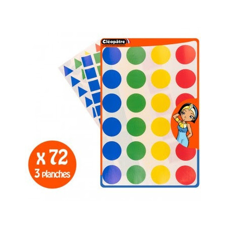 72 GOMMETTES DE 40 MM 4 COULEURS