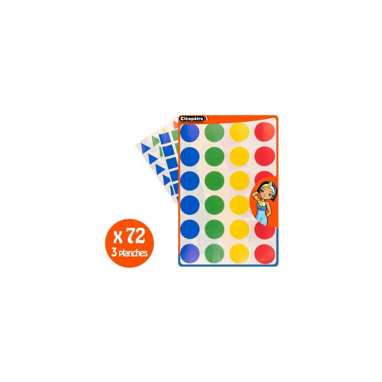 72 GOMMETTES DE 40 MM 4 COULEURS