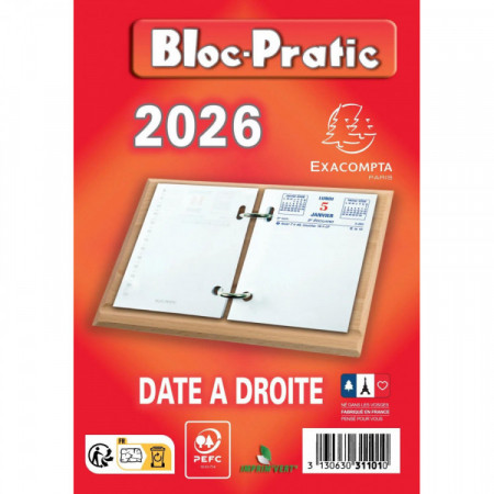 BLOC EPHEMERIDE DATE À DROITE
