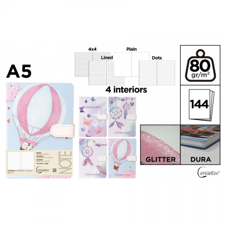 CARNET CERVANTES + FERM. MAGN. A5 BALLON