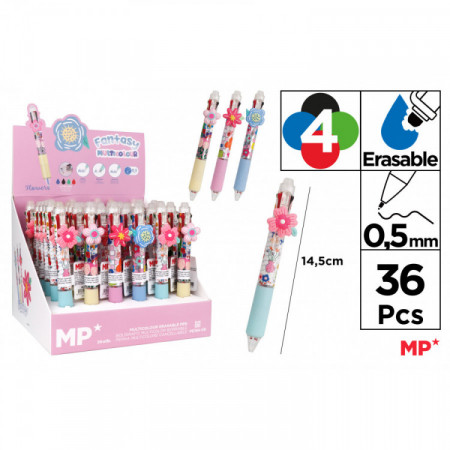 Stylo effaçable 4 en 1 FLEURS