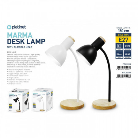 Lampe de bureau Marma+douille noire