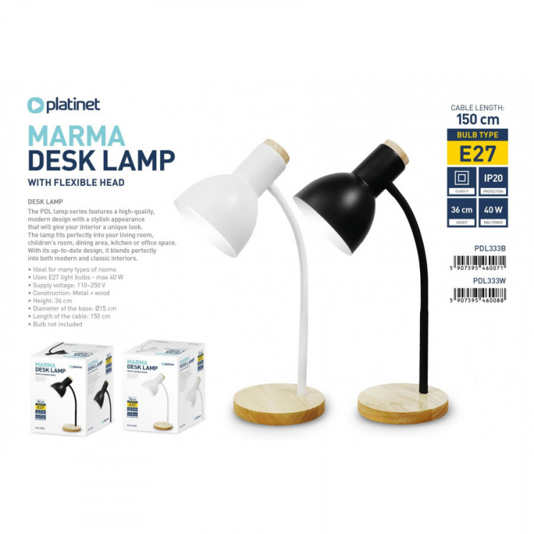 Lampe de bureau Marma+douille noire