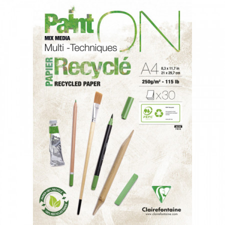 BLOC PAINTON RECYCLE BLANC A4 250G 30F