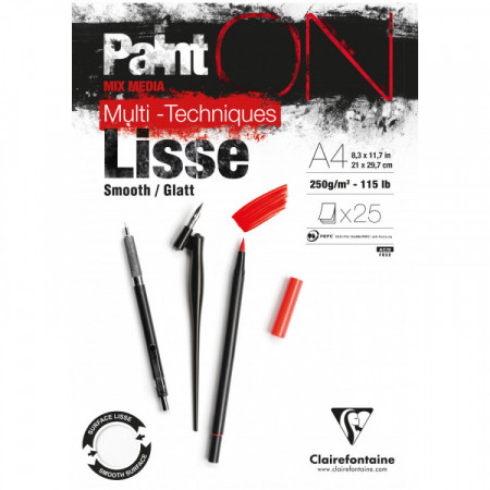 BLOC PAINTON LISSE BLANC A4 250G 25F