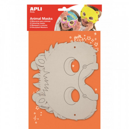 Masques à colorier en carton avec élastique 6u.