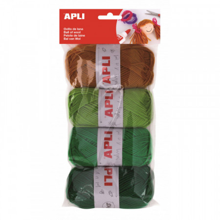 Pelotes de laine tons verts 4 u.