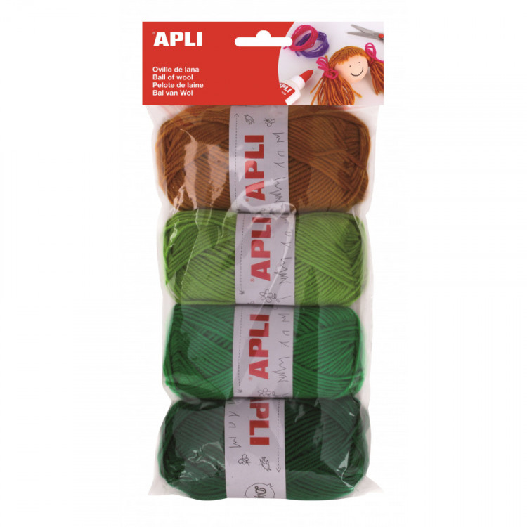 Pelotes de laine tons verts 4 u.