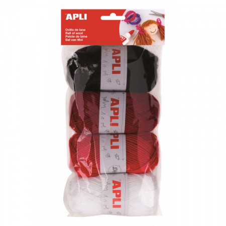 Pelotes de laine tons rouges 4 u.