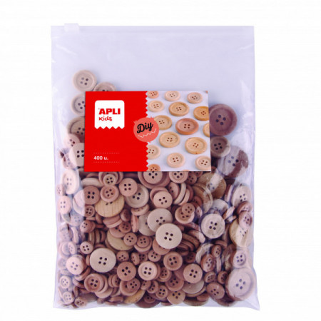Boutons en bois naturel dimensionss assorties 400 u.