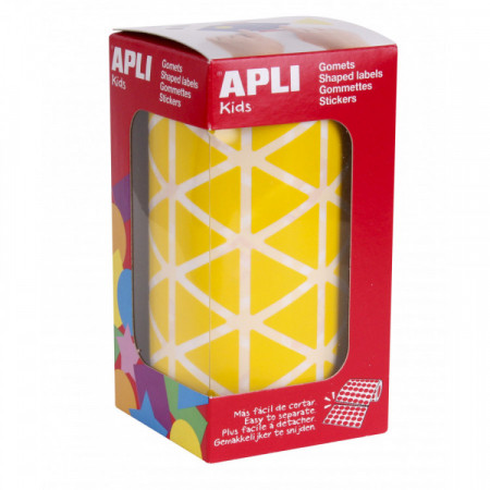 Rouleau gommettes triangulaires 20 mm jaunes