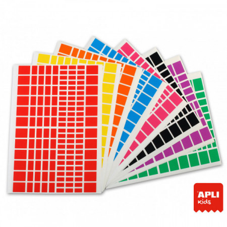 Pochette de 2592 gommettes rectangles couleurs assorties