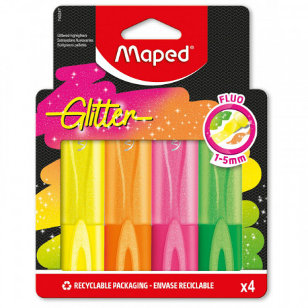 SURLIGNEURS FLUO GLITTER X4 POCH CARTON