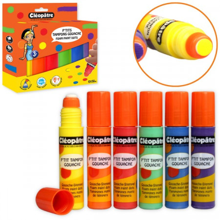Lot de 6 Petits Tampons Gouache 50ml