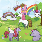 Kit créatif Licornes pour enfants – 6 suspensions à décorer avec P’tits Pots de peinture pailletée et gommettes