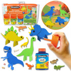 Kit créatif Dinosaures pour enfants – 4 figurines 3D à décorer avec P’tits Pots de gouache et gommettes