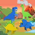 Kit créatif Dinosaures pour enfants – 4 figurines 3D à décorer avec P’tits Pots de gouache et gommettes