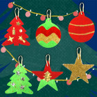 Kit trousse créative Noël – 8 suspensions à décorer avec peinture et gommettes pailletées