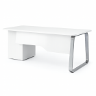 Bureau Blanc 160 × 90 cm – 1 Pied + Caisson