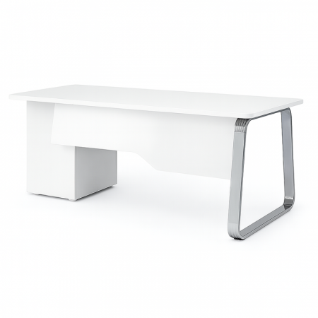 Bureau Blanc 160 × 90 cm – 1 Pied + Caisson
