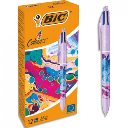 BIC 4 Couleurs Hydro Purple – Stylo bille rétractable design violet