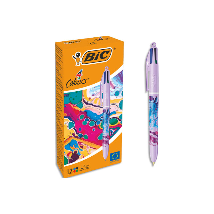 BIC 4 Couleurs Hydro Purple – Stylo bille rétractable design violet