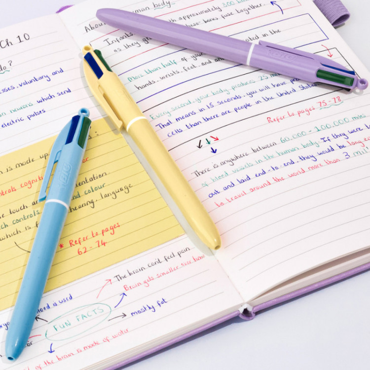 BIC 4 Colours Pastel – Carton de 12 stylos rétractables tendance