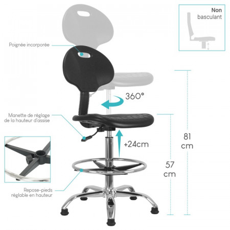 Siège assis-debout LEOTAK – Ergonomique et hauteur réglable