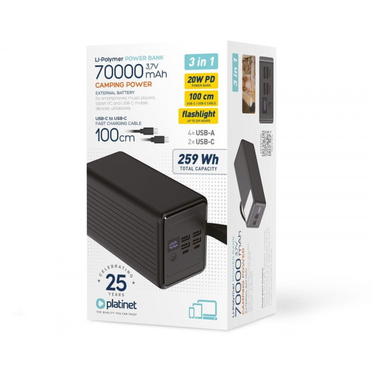 Batterie externe 70 000 mAh 20 W QC 3.0