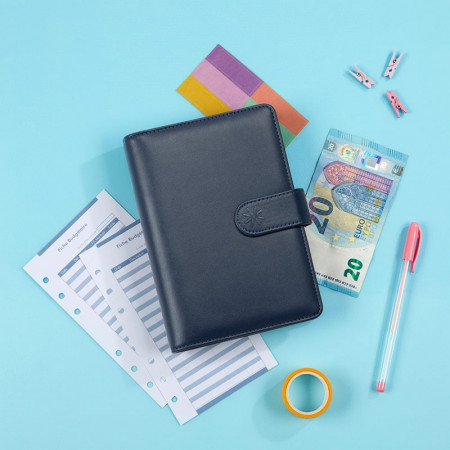Budget Planner A5 Bleu Marine – Enveloppes budgétaires avec pochettes zippées