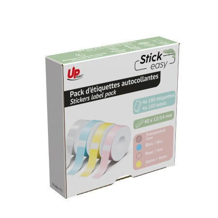 UPRINT Pack 4 rouleaux d’étiquettes adhésives pour Stick Easy UP21 pastel