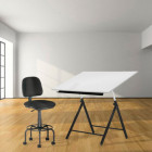 Tabouret haut RD-980 - Siège tapissé ignifuge - Base métal - Hauteur réglable