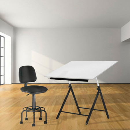 Tabouret haut RD-980 - Siège tapissé ignifuge - Base métal - Hauteur réglable