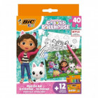 BIC Kids Puzzle Gabby et la Maison Magique - 12 feutres de coloriage + puzzle 40 pièces