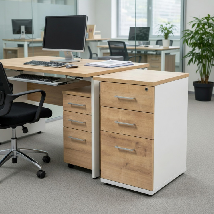 Caisson hauteur Bureau 2T + 1 DS Finition Hêtre