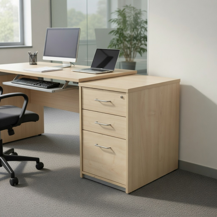 Caisson hauteur Bureau 2T + 1 DS Finition Hêtre