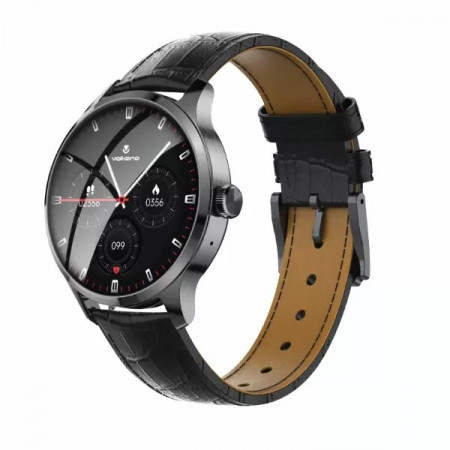 Montre connectée VOLKANO Career Series AMOLED Bluetooth 5.2 – Bracelet cuir véritable