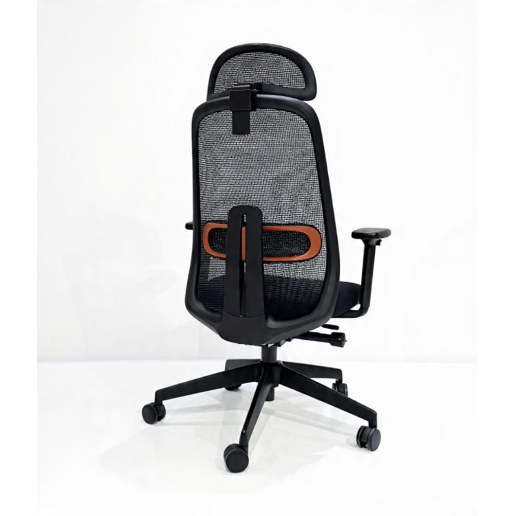 Fauteuil de bureau PAULA ergonomique avec dossier résille, accoudoirs 3D et appuie-tête réglable