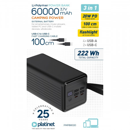 Batterie externe 60 000 mAh – Charge rapide haute capacité pour tous vos appareils