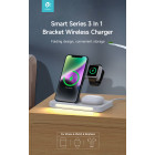 Chargeur sans fil triple Devia 3-en-1 pour iPhone, Apple Watch et AirPods – Blanc
