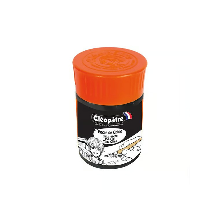 Encre de Chine noire Cléopâtre 45 ml – Noir intense pour dessin et calligraphie