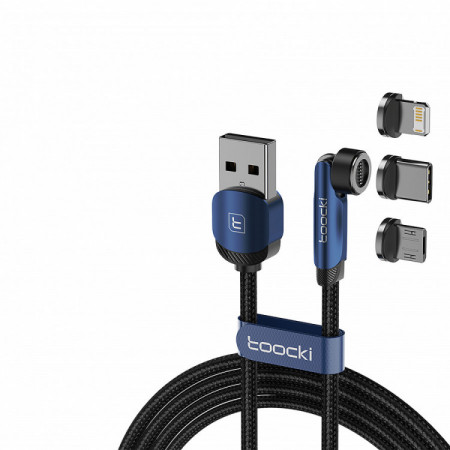 Câble de charge multi-connecteurs Wonday 2 m – USB-C, Lightning et Micro-USB, rotatif 180°, charge rapide 3A