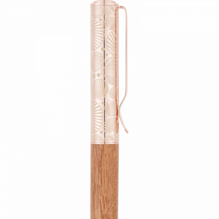 Stylo bille Mimizan Bois de Rose Oberthur – Corps bois naturel, attributs rose gold