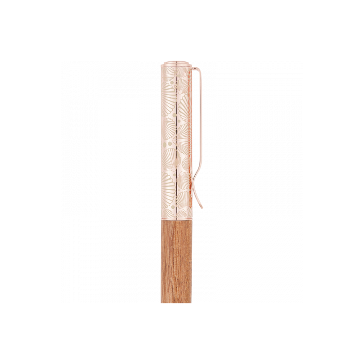 Stylo bille Mimizan Bois de Rose Oberthur – Corps bois naturel, attributs rose gold