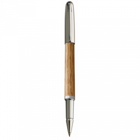Stylo roller Sequoia Chêne-Chrome Oberthur – Attributs chromés brillants