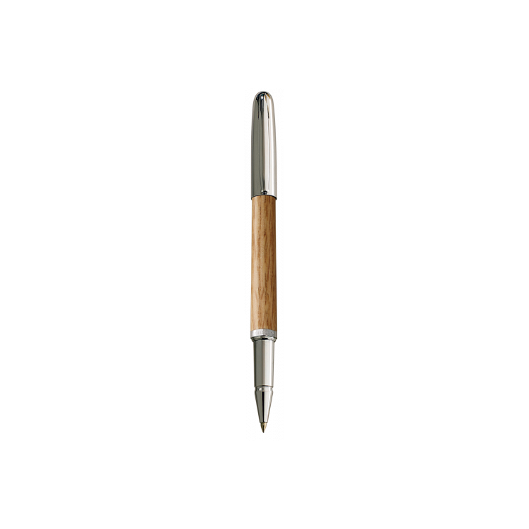 Stylo roller Sequoia Chêne-Chrome Oberthur – Attributs chromés brillants