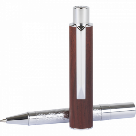 Stylo bille télescopique Ottawa Acajou Oberthur – Capuchon en bois naturel