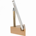 Mini stylo bille Tolède Oberthur – Brun cérusé et chrome, support bois pour smartphone
